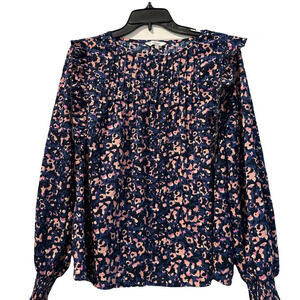 Next Floral‎ Print Gather Blouse Blue Amy Block Print, Size 10
